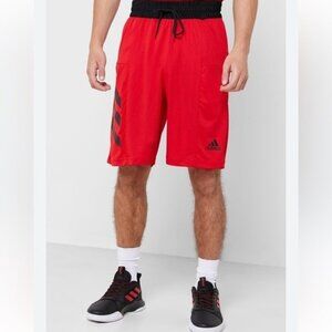 Mens Adidas Aeroready 3 Stripes Athletic Fitness Basketball Shorts XL Red Black